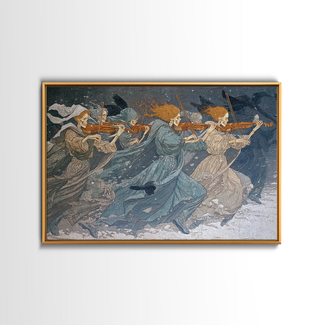 The Skeleton Orchestra, Symbolist Death Art, Landscape Wall Art, Gothic Horror Wall Art, Canvas Print, Halloween Wall Art