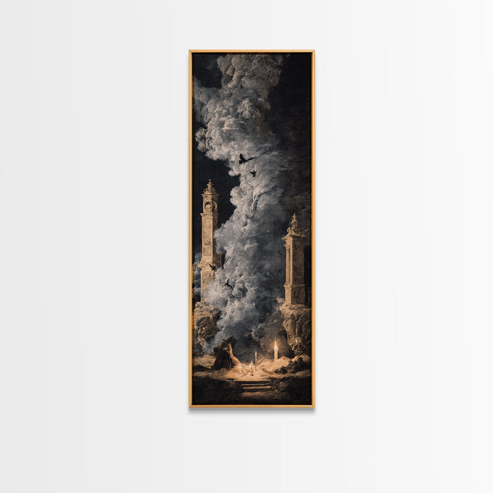 The Ghost Wedding, Baroque Witchcraft Art, Tall Narrow Wall Art, Macabre Wall Art, Canvas Print, Halloween Wall Art, Spooky Wall Decor