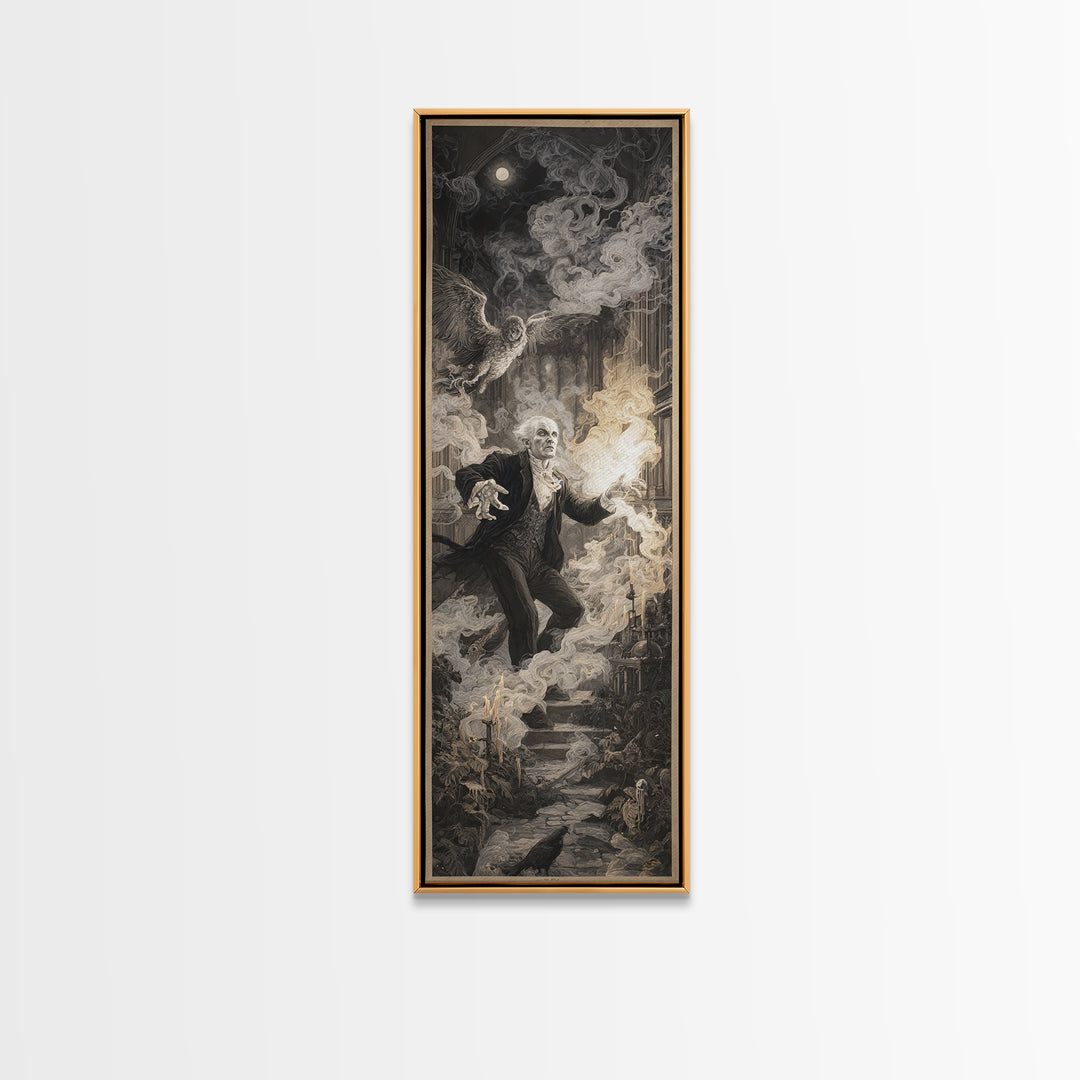 The Ghost Wedding, Visionary Gothic Art, Tall Narrow Wall Art, Dark Fantasy Wall Art, Canvas Print, Halloween Wall Art