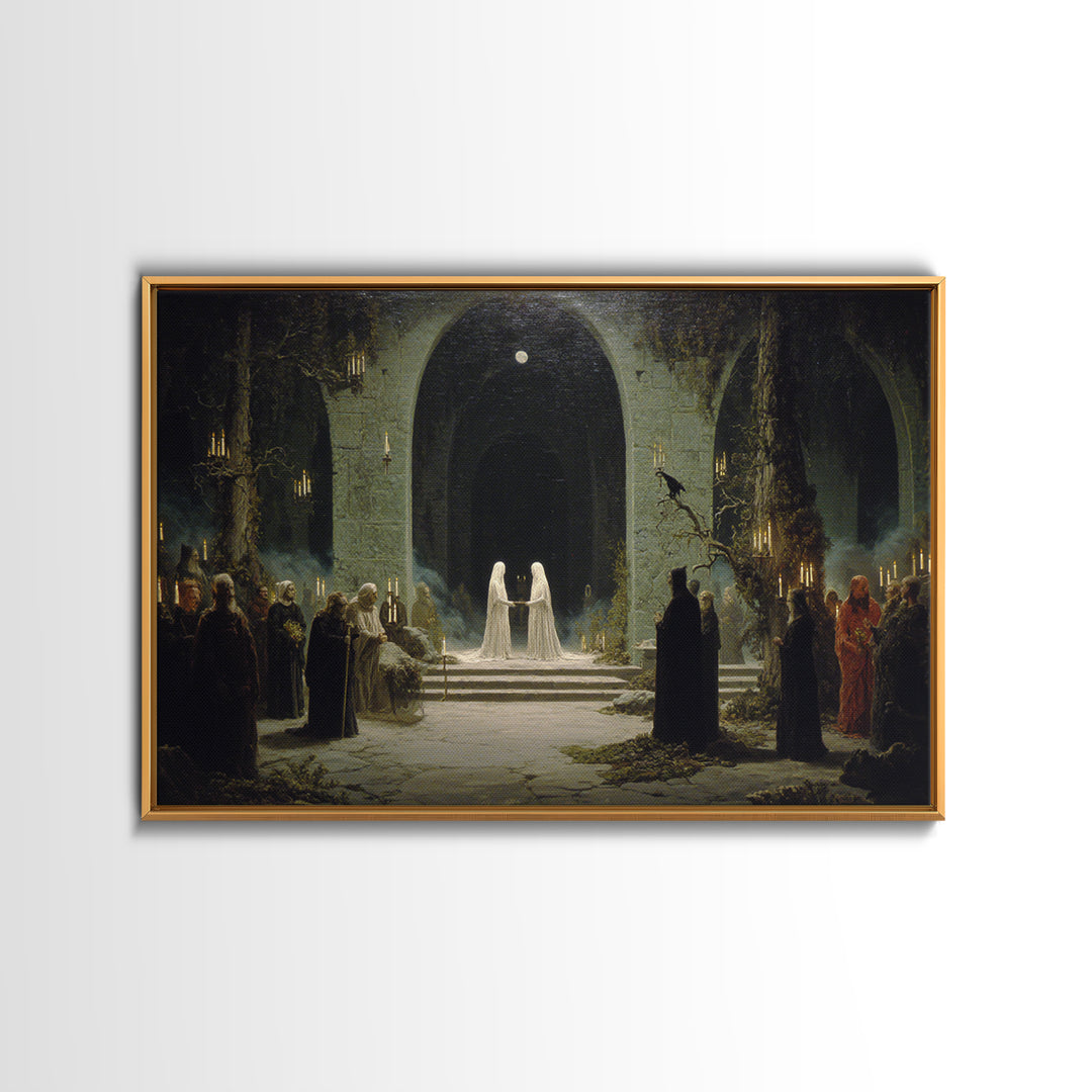 The Ghost Wedding, Symbolist Gothic Landscape, Landscape Wall Art, Dark Fantasy Wall Art, Canvas Print, Halloween Wall Art