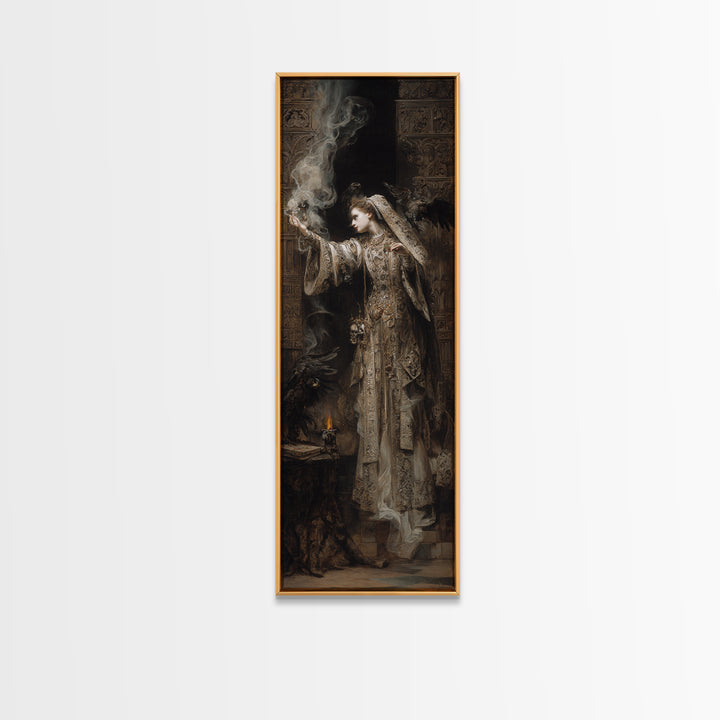 The Ghost Wedding, Ornate Symbolist Art, Tall Narrow Wall Art, Gothic Horror Wall Art, Canvas Print, Halloween Wall Art
