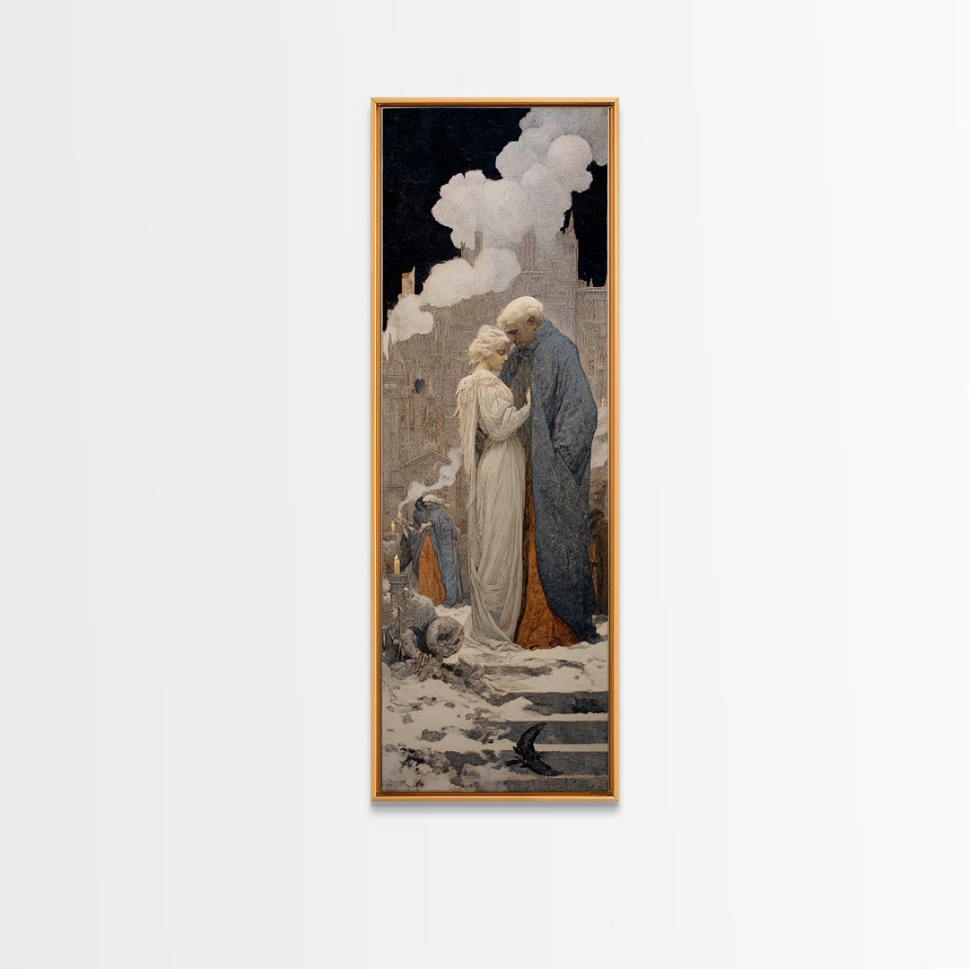 The Ghost Wedding, Symbolist Death Art, Tall Narrow Wall Art, Gothic Horror Wall Art, Framed Canvas Print, Halloween Wall Art