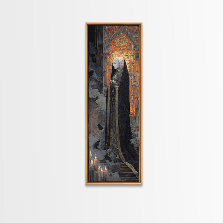 The Ghost Wedding, Stained Glass Gothic Art, Tall Narrow Wall Art, Gothic Horror Wall Art, Canvas Print, Halloween Wall Art