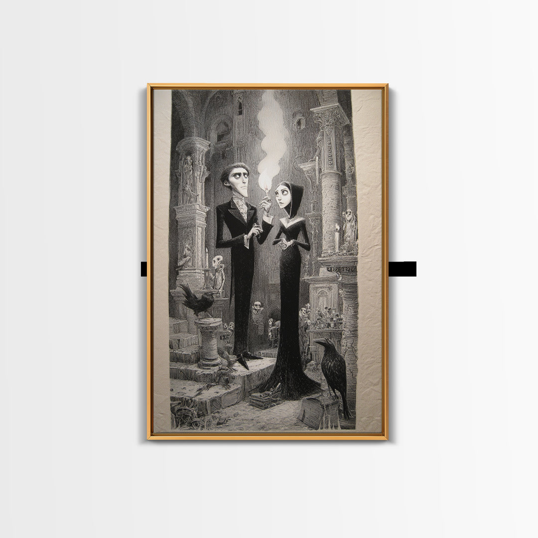 The Ghost Wedding, Victorian Macabre Art, Vertical Wall Art, Dark Fantasy Wall Art, Framed Canvas Print, Halloween Wall Art
