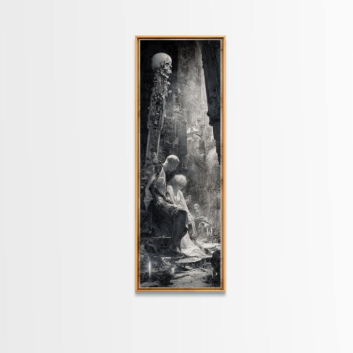 The Ghost Wedding, Biomechanical Horror Art, Tall Narrow Wall Art, Macabre Wall Art, Canvas Print, Halloween Wall Art, Gothic Home Decor