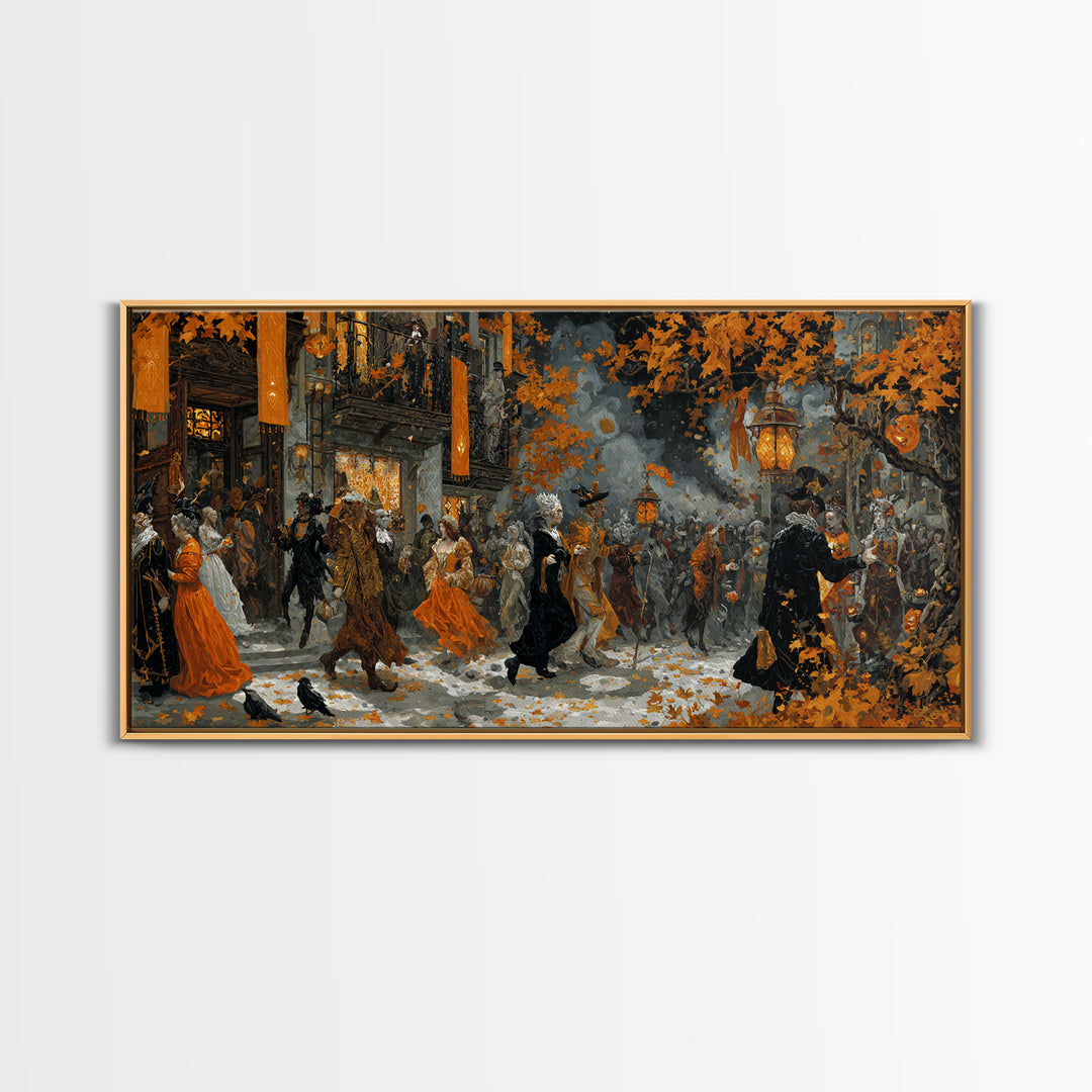 The Monster Parade, Ornate Symbolist Art, Wide Panoramic Art, Macabre Wall Art, Canvas Print, Halloween Wall Art, Horror Wall Art