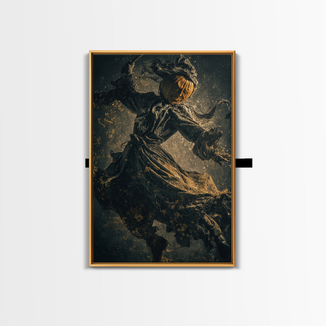 The Pumpkin-Carving Ritual, Dark Romantic Horror Art, Vertical Wall Art, Dark Fantasy Wall Art, Canvas Print, Halloween Wall Art