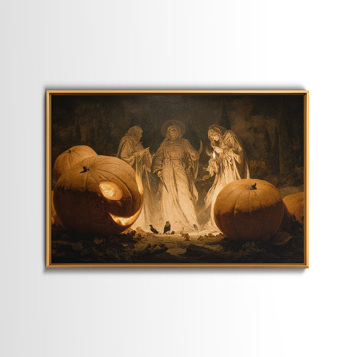 The Pumpkin-Carving Ritual, Symbolist Gothic Landscape, Landscape Wall Art, Dark Fantasy Wall Art, Canvas Print, Halloween Wall Art