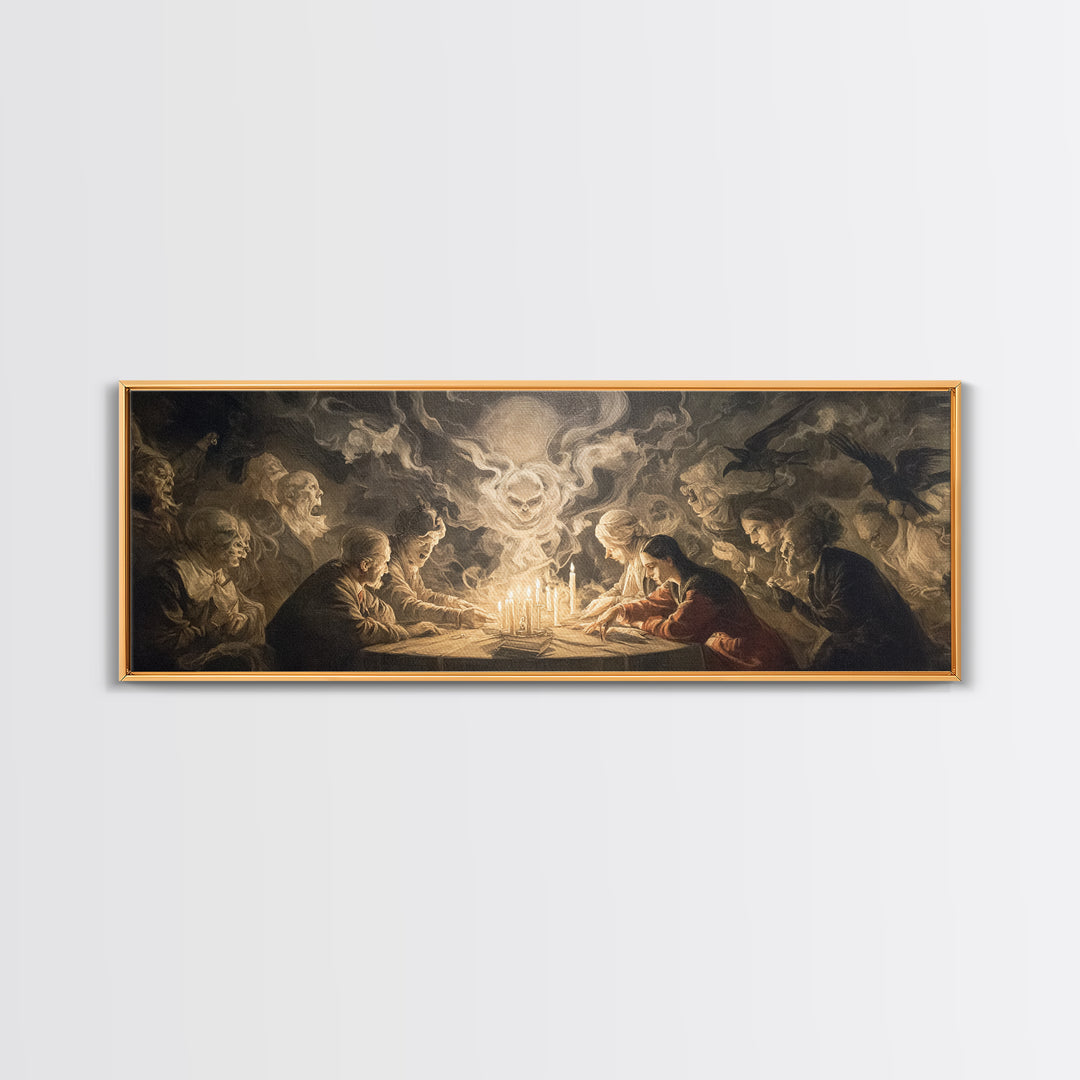 The Candlelit Seance, Gothic Nightmare Art, Extra Wide Wall Art, Gothic Horror Wall Art, Canvas Print, Halloween Wall Art