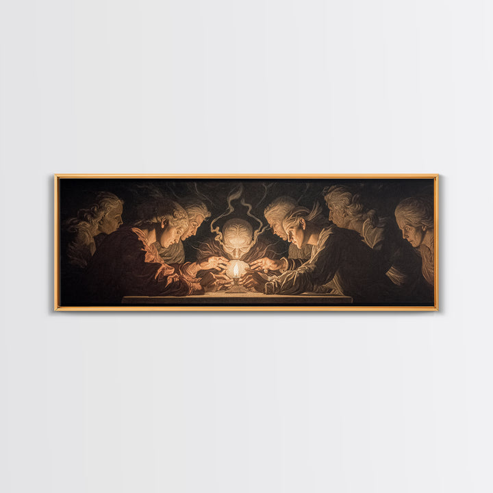 The Candlelit Seance, Visionary Gothic Art, Extra Wide Wall Art, Gothic Horror Wall Art, Canvas Print, Halloween Wall Art