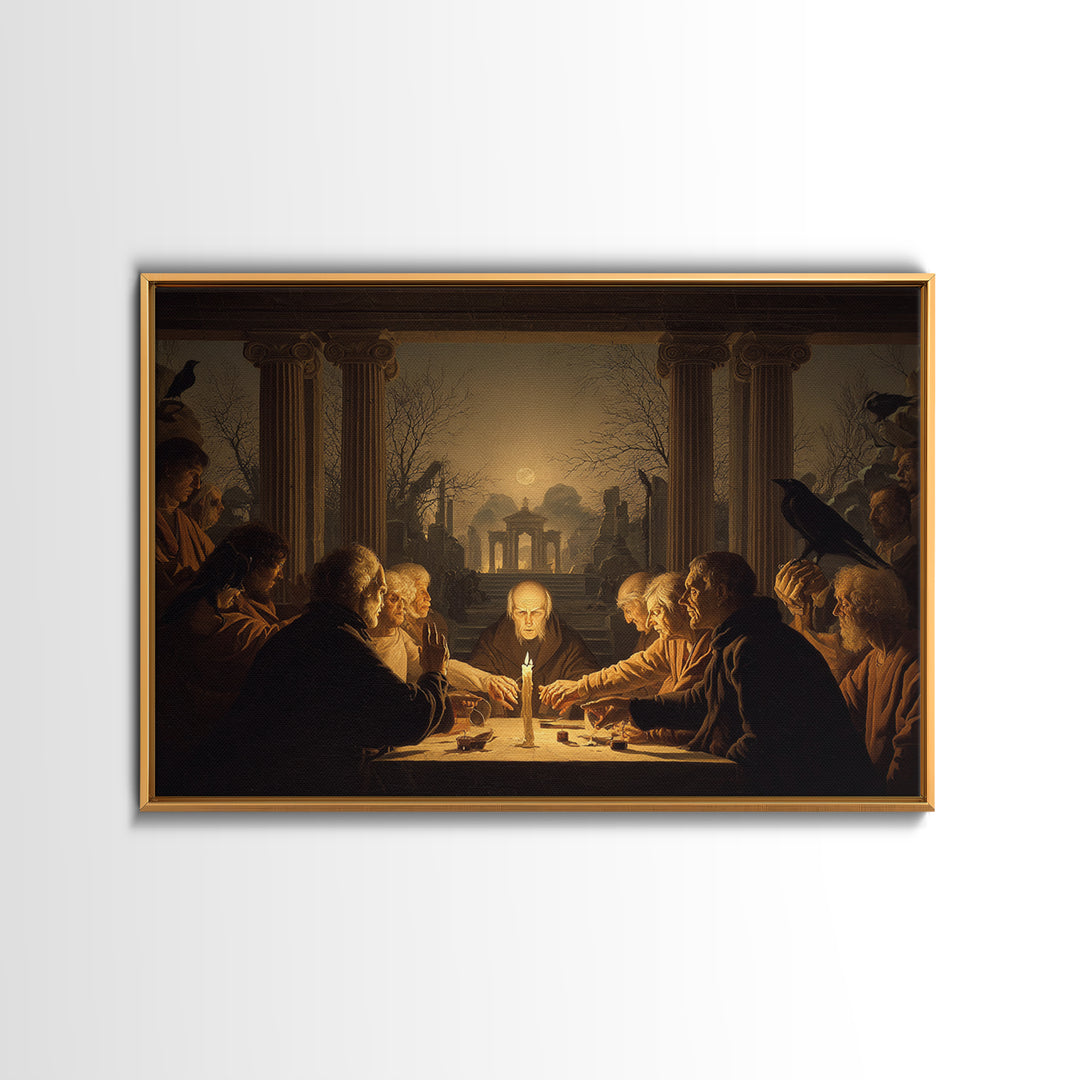 The Candlelit Seance, Romantic Gothic Landscape, Landscape Wall Art, Macabre Wall Art, Framed Canvas Print, Halloween Wall Art