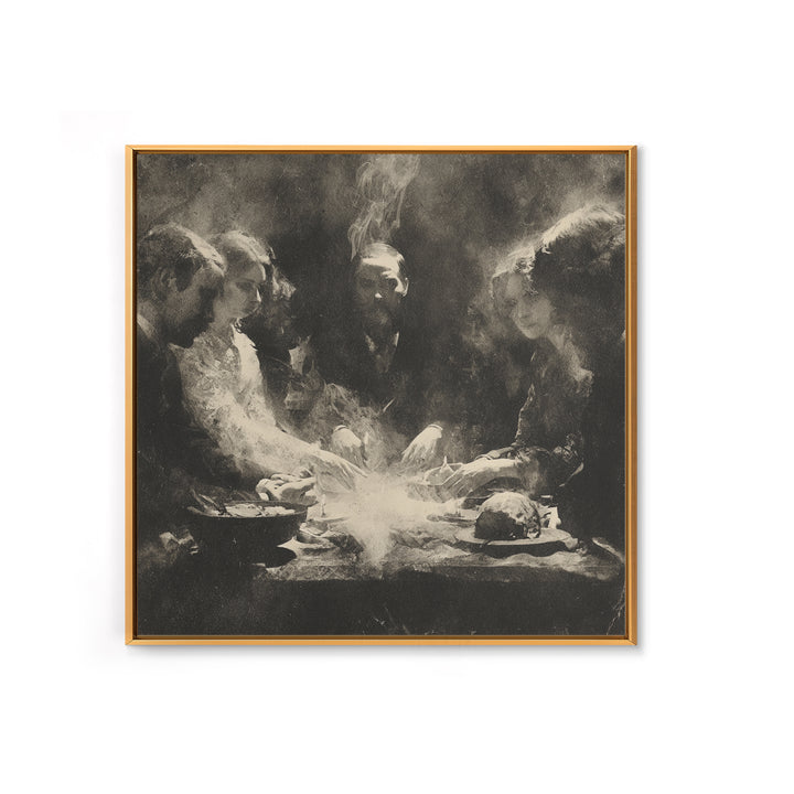 The Candlelit Seance, Symbolist Dream Art, Square Wall Art, Dark Fantasy Wall Art, Canvas Print, Halloween Wall Art