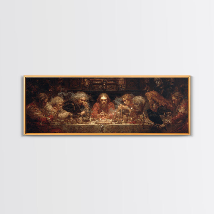 The Candlelit Seance, Ornate Symbolist Art, Extra Wide Wall Art, Dark Halloween Decor, Framed Canvas Print, Halloween Wall Art