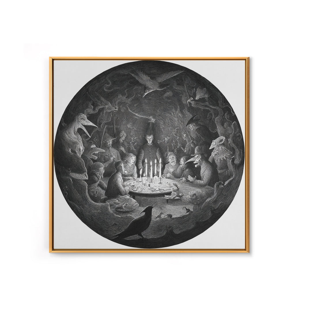 The Candlelit Seance, Expressionist Nightmare Art, Square Wall Art, Gothic Horror Wall Art, Canvas Print, Halloween Wall Art
