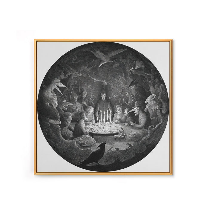 The Candlelit Seance, Expressionist Nightmare Art, Square Wall Art, Gothic Horror Wall Art, Canvas Print, Halloween Wall Art