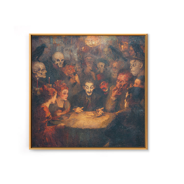 The Candlelit Seance, Grotesque Carnival Art, Square Wall Art, Dark Fantasy Wall Art, Canvas Print, Halloween Wall Art