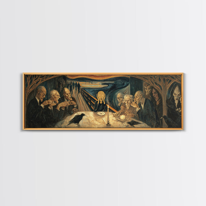 The Candlelit Seance, Expressionist Gothic Art, Extra Wide Wall Art, Macabre Wall Art, Canvas Print, Halloween Wall Art, Horror Wall Art