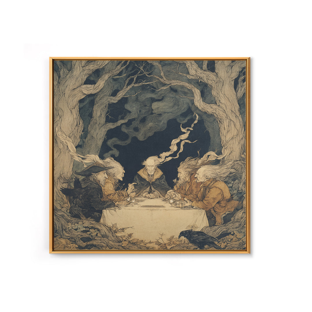 The Candlelit Seance, Gothic Storybook Art, Square Wall Art, Gothic Horror Wall Art, Canvas Print, Halloween Wall Art