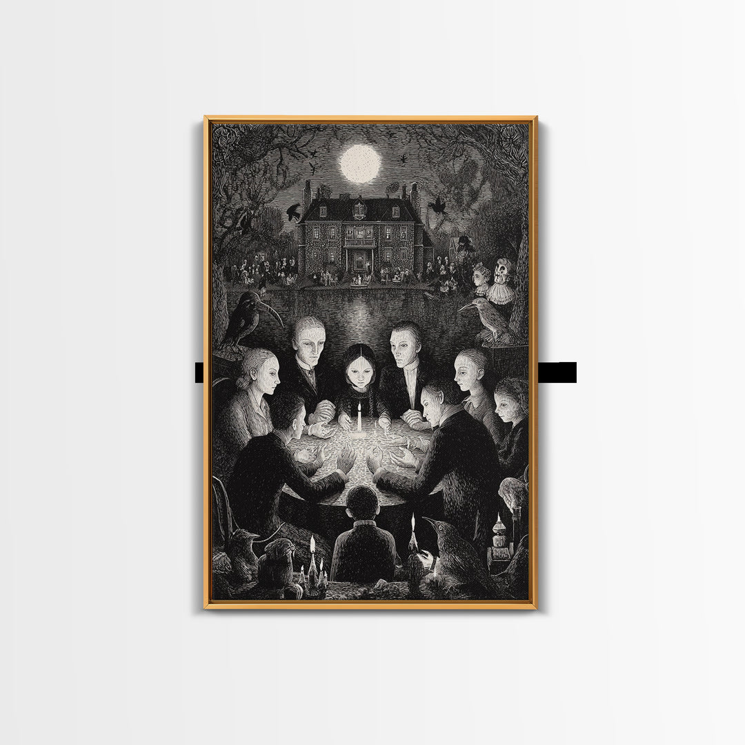 The Candlelit Seance, Victorian Macabre Art, Vertical Wall Art, Macabre Wall Art, Canvas Print, Halloween Wall Art