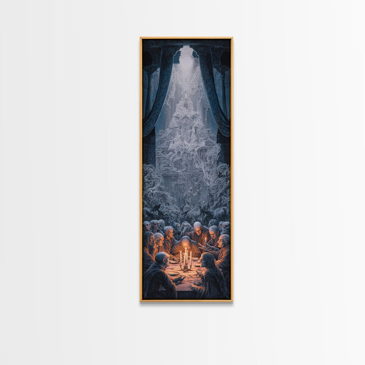 The Candlelit Seance, Surreal Apocalyptic Art, Tall Narrow Wall Art, Gothic Horror Wall Art, Canvas Print, Halloween Wall Art