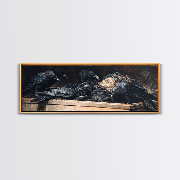 The Raven Funeral, Gothic Nightmare Art, Extra Wide Wall Art, Gothic Horror Wall Art, Canvas Print, Halloween Wall Art