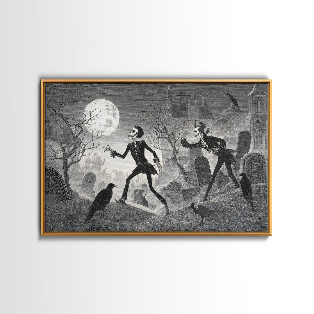 The Graveyard Dance, Victorian Macabre Art, Landscape Wall Art, Dark Fantasy Wall Art, Canvas Print, Halloween Wall Art