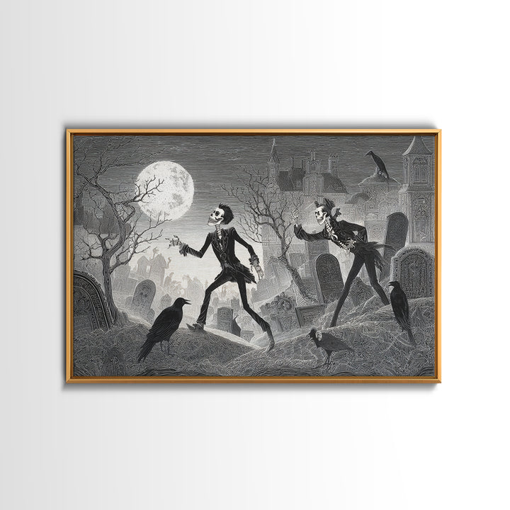 The Graveyard Dance, Victorian Macabre Art, Landscape Wall Art, Dark Fantasy Wall Art, Canvas Print, Halloween Wall Art