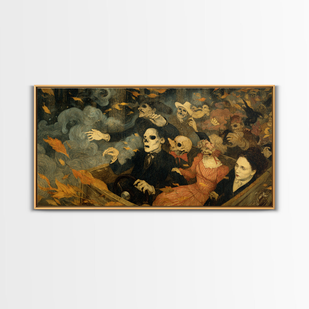 The Haunted Hayride, Grotesque Carnival Art, Wide Panoramic Art, Dark Fantasy Wall Art, Canvas Print, Halloween Wall Art, Macabre Wall Art