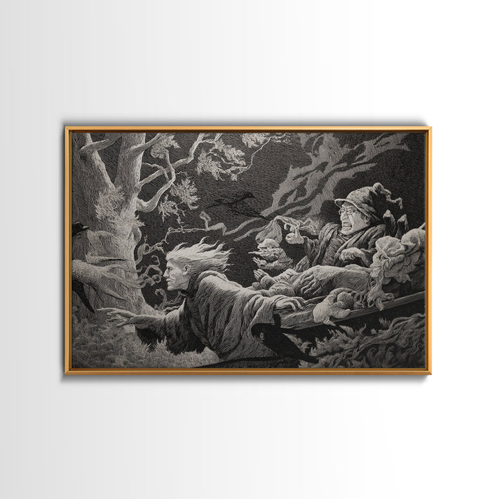 The Haunted Hayride, Victorian Macabre Art, Landscape Wall Art, Gothic Horror Wall Art, Framed Canvas Print, Halloween Wall Art