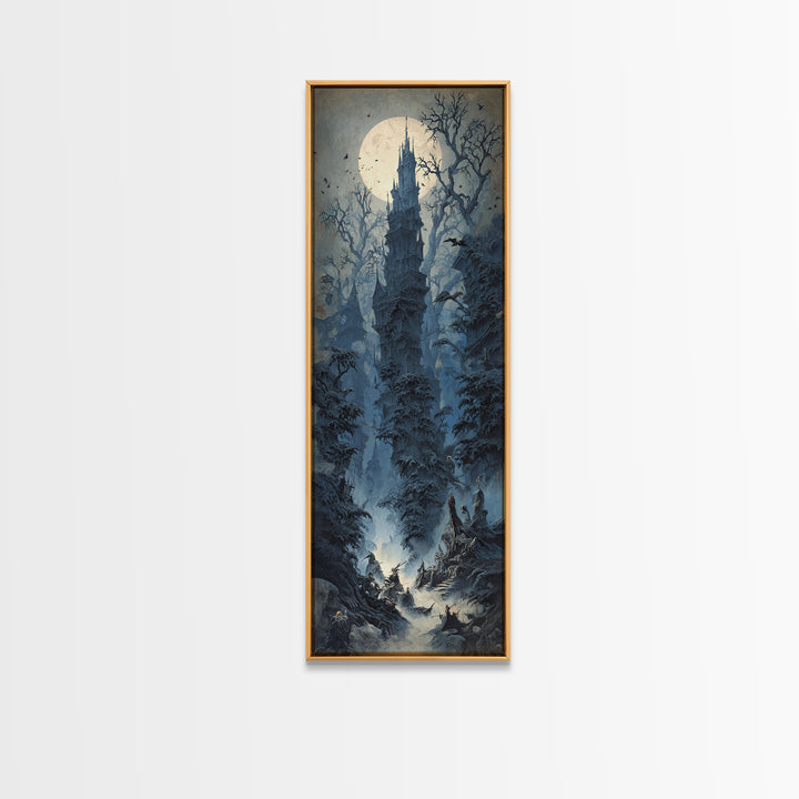 The Haunted Hayride, Surreal Apocalyptic Art, Tall Narrow Wall Art, Dark Fantasy Wall Art, Framed Canvas Print, Halloween Wall Art