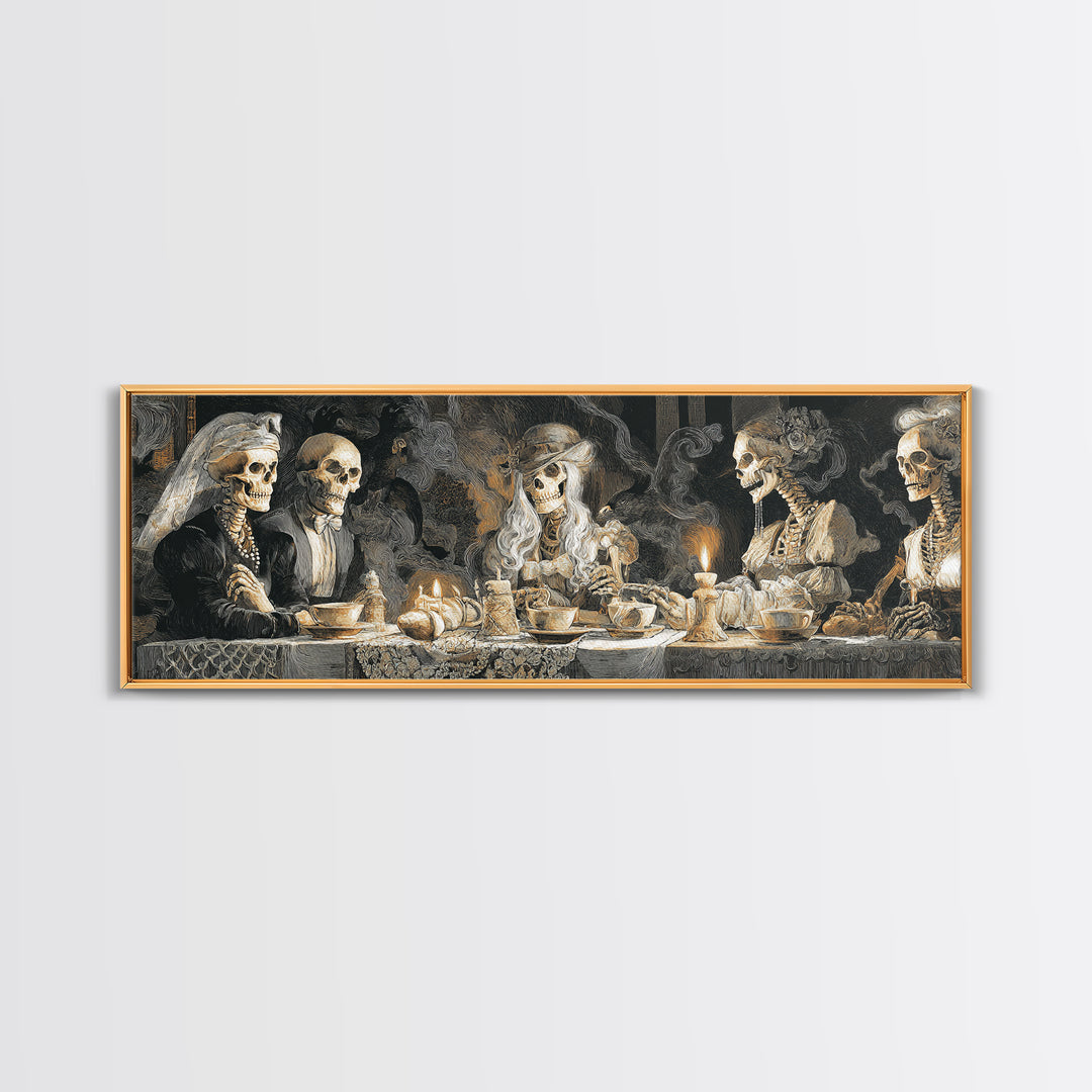 The Zombie Picnic, Danse Macabre Art, Extra Wide Wall Art, Macabre Wall Art, Framed Canvas Print, Halloween Wall Art