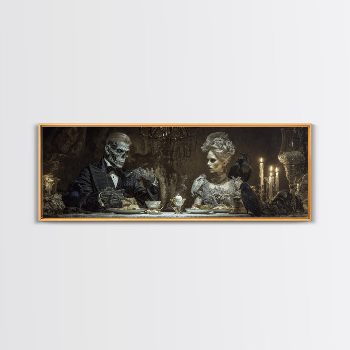 The Zombie Picnic, Biomechanical Horror Art, Extra Wide Wall Art, Dark Halloween Decor, Canvas Print, Halloween Wall Art