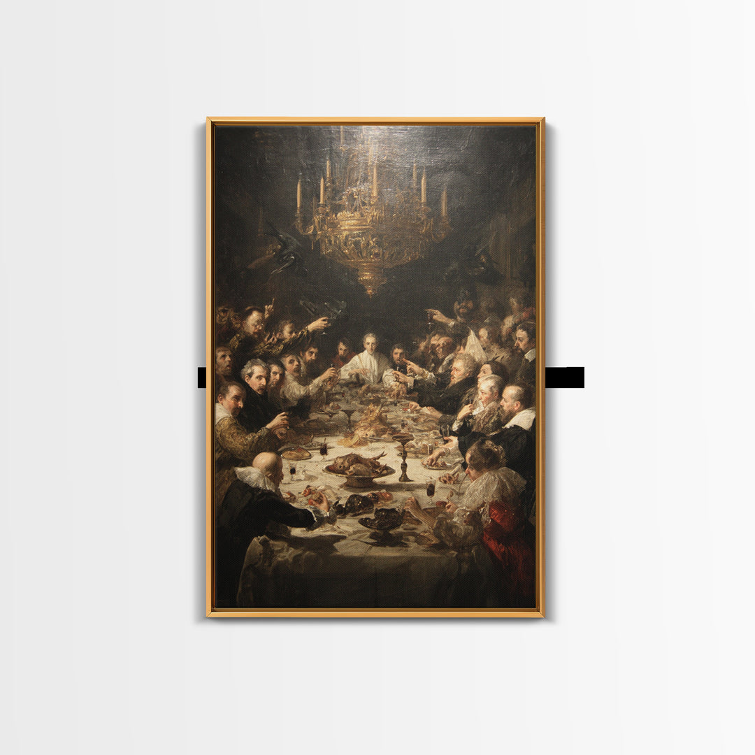 The Vampire Banquet, Gothic Nightmare Art, Vertical Wall Art, Dark Halloween Decor, Canvas Print, Halloween Wall Art, Dark Fantasy Art