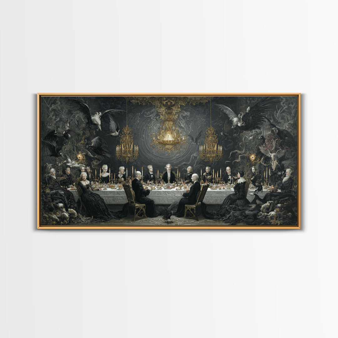 The Vampire Banquet, Visionary Gothic Art, Wide Panoramic Art, Dark Fantasy Wall Art, Canvas Print, Halloween Wall Art