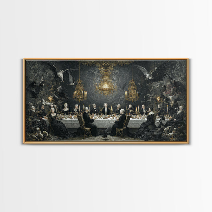 The Vampire Banquet, Visionary Gothic Art, Wide Panoramic Art, Dark Fantasy Wall Art, Canvas Print, Halloween Wall Art