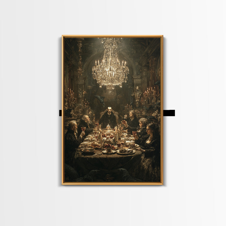 The Vampire Banquet, Ornate Symbolist Art, Vertical Wall Art, Dark Halloween Decor, Canvas Print, Halloween Wall Art