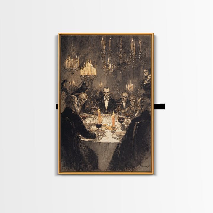 The Vampire Banquet, Decadent Gothic Art, Vertical Wall Art, Macabre Wall Art, Canvas Print, Halloween Wall Art, Seasonal Home Decor