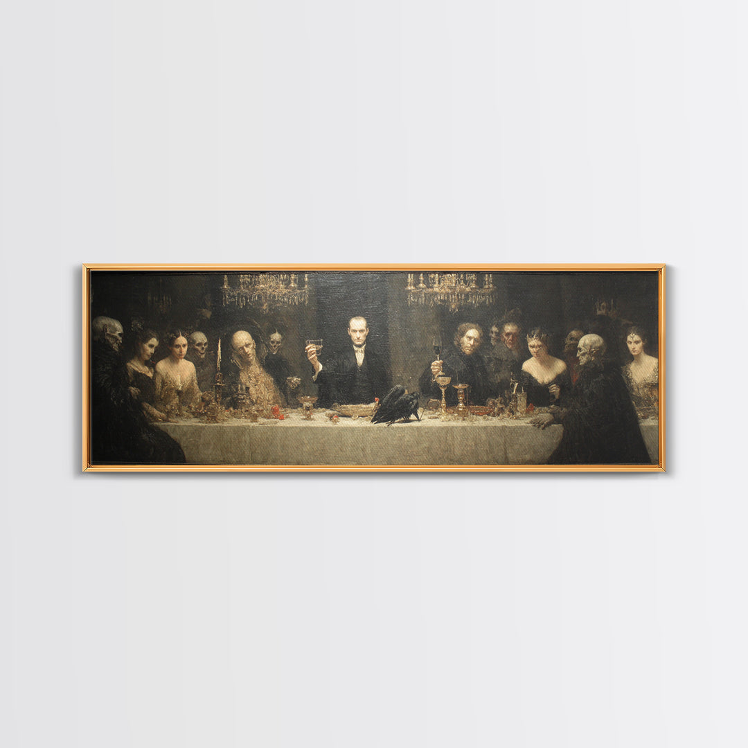 The Vampire Banquet, Dark Symbolist Art, Extra Wide Wall Art, Dark Halloween Decor, Framed Canvas Print, Halloween Wall Art