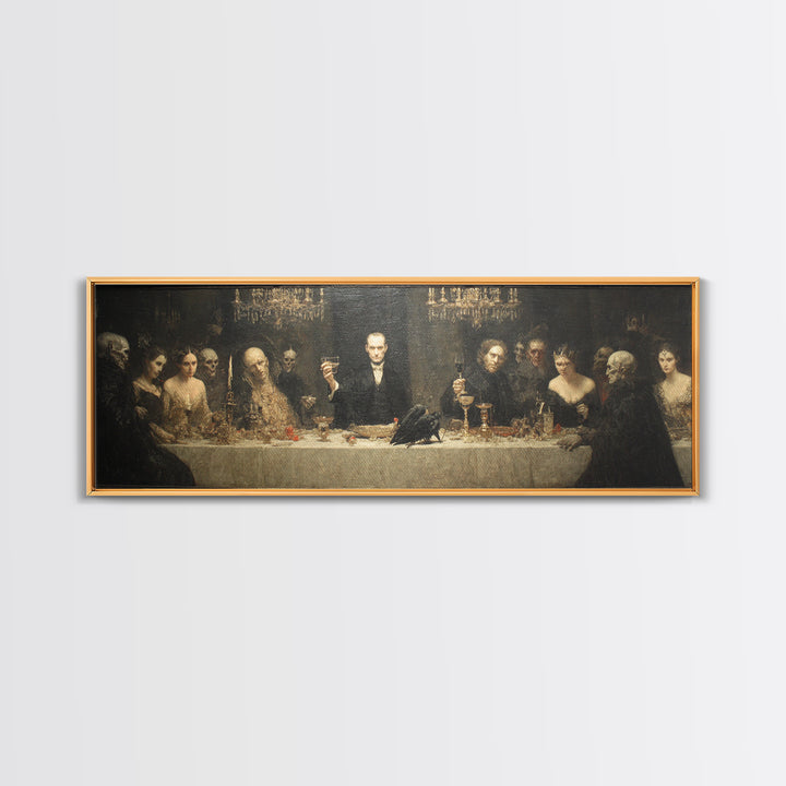 The Vampire Banquet, Dark Symbolist Art, Extra Wide Wall Art, Dark Halloween Decor, Framed Canvas Print, Halloween Wall Art