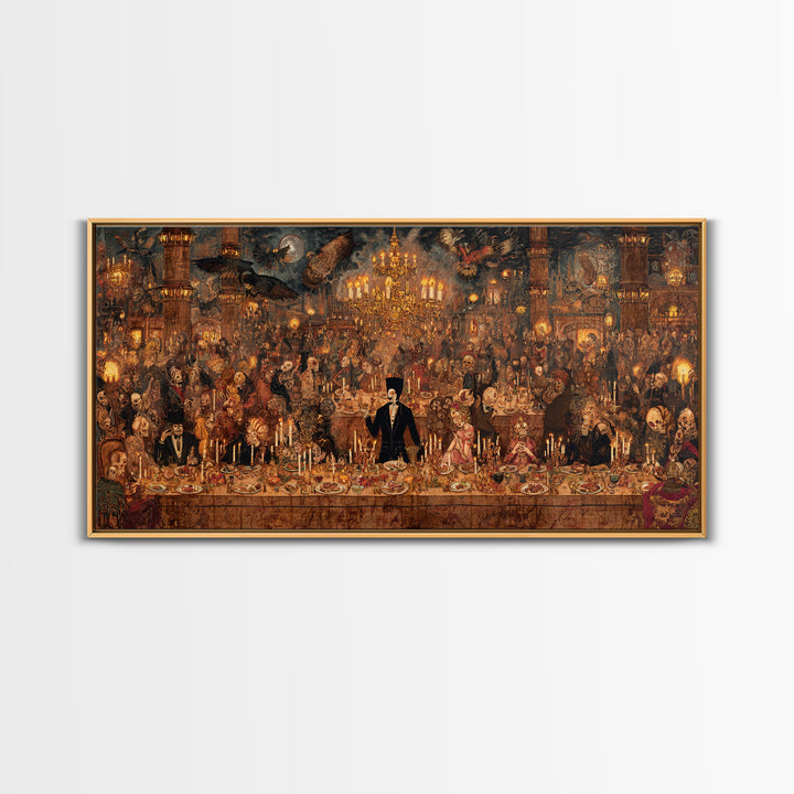 The Vampire Banquet, Grotesque Carnival Art, Wide Panoramic Art, Dark Halloween Decor, Canvas Print, Halloween Wall Art, Spooky Wall Decor