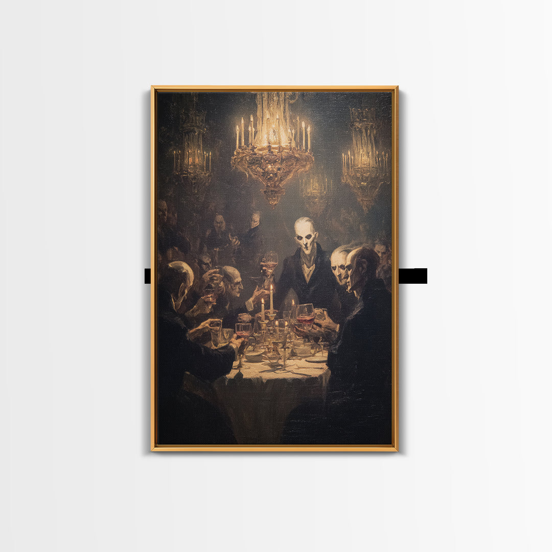 The Vampire Banquet, Expressionist Gothic Art, Vertical Wall Art, Dark Fantasy Wall Art, Framed Canvas Print, Halloween Wall Art