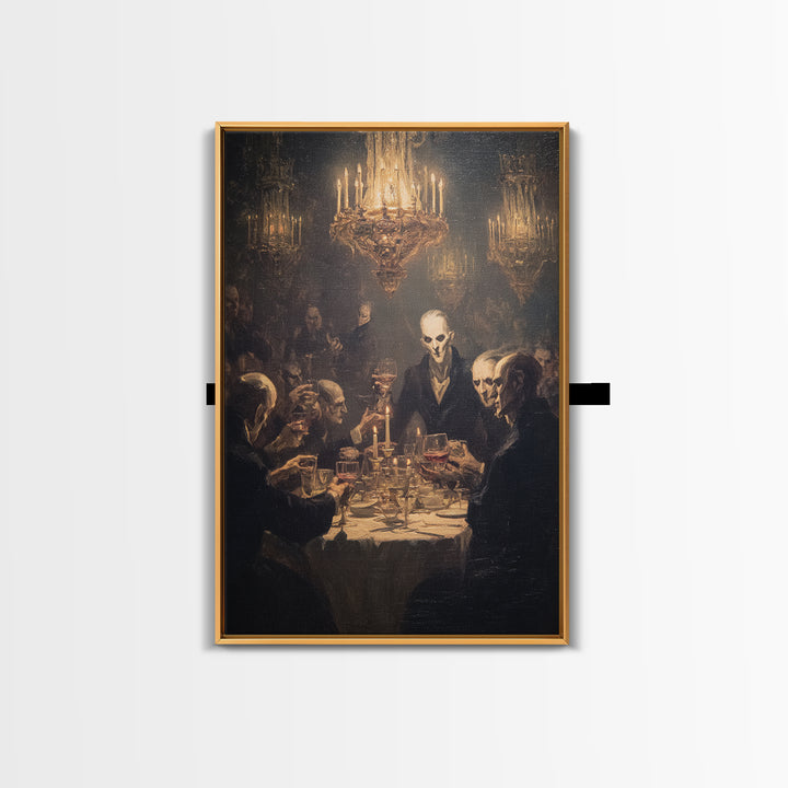 The Vampire Banquet, Expressionist Gothic Art, Vertical Wall Art, Dark Fantasy Wall Art, Framed Canvas Print, Halloween Wall Art