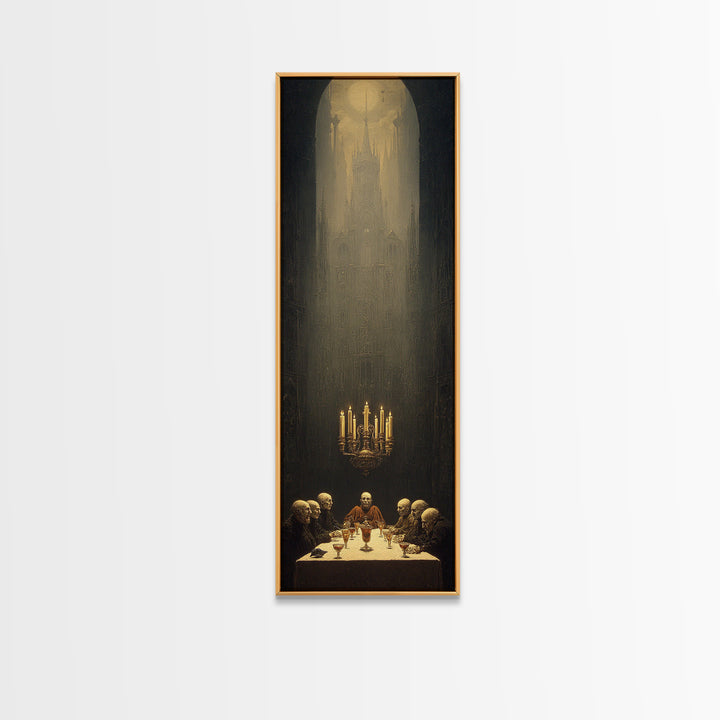 The Vampire Banquet, Surreal Apocalyptic Art, Tall Narrow Wall Art, Dark Halloween Decor, Framed Canvas Print, Halloween Wall Art