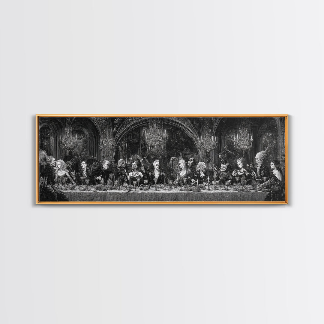 The Vampire Banquet, Biomechanical Horror Art, Extra Wide Wall Art, Dark Halloween Decor, Canvas Print, Halloween Wall Art, Horror Wall Art