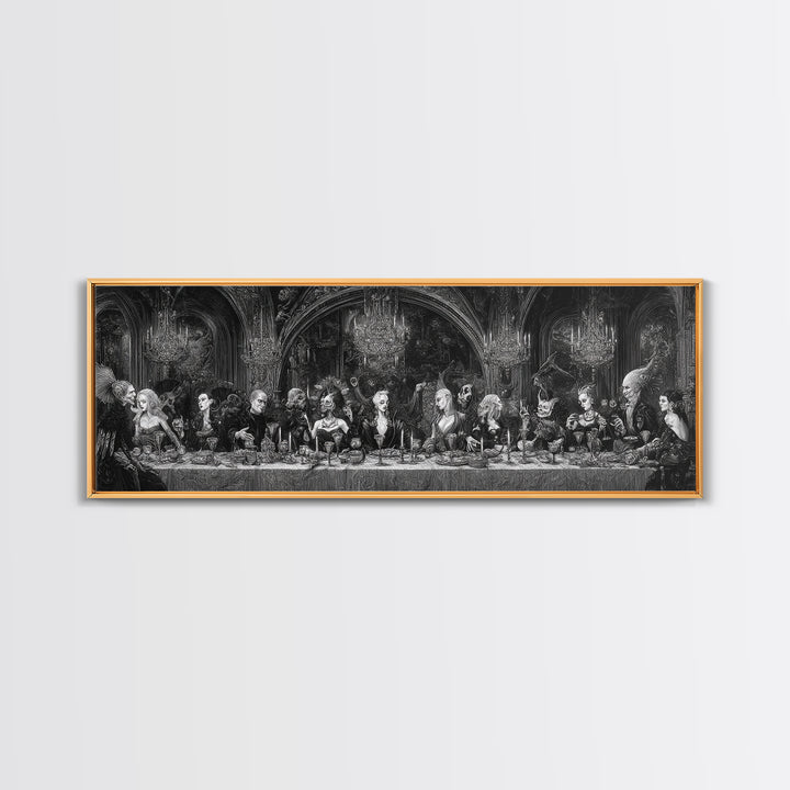 The Vampire Banquet, Biomechanical Horror Art, Extra Wide Wall Art, Dark Halloween Decor, Canvas Print, Halloween Wall Art, Horror Wall Art