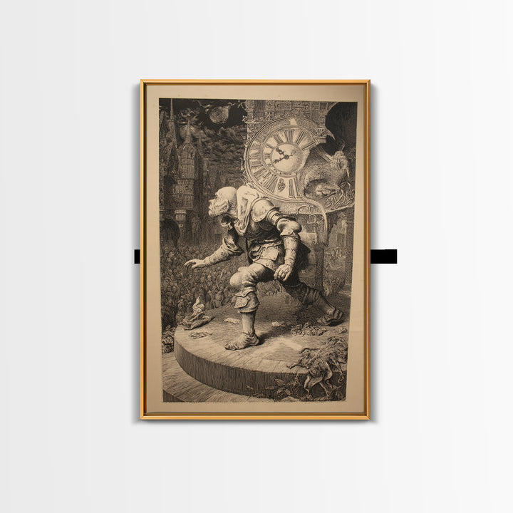 The Thirteenth Bell, Renaissance Engraving Art, Vertical Wall Art, Macabre Wall Art, Canvas Print, Halloween Wall Art