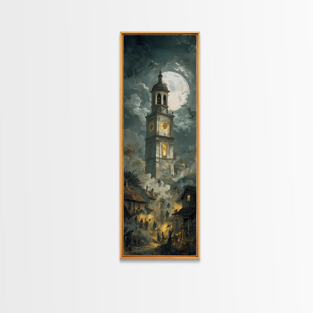 The Thirteenth Bell, Gothic Nightmare Art, Tall Narrow Wall Art, Gothic Horror Wall Art, Framed Canvas Print, Halloween Wall Art