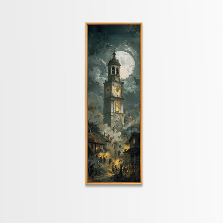The Thirteenth Bell, Gothic Nightmare Art, Tall Narrow Wall Art, Gothic Horror Wall Art, Framed Canvas Print, Halloween Wall Art