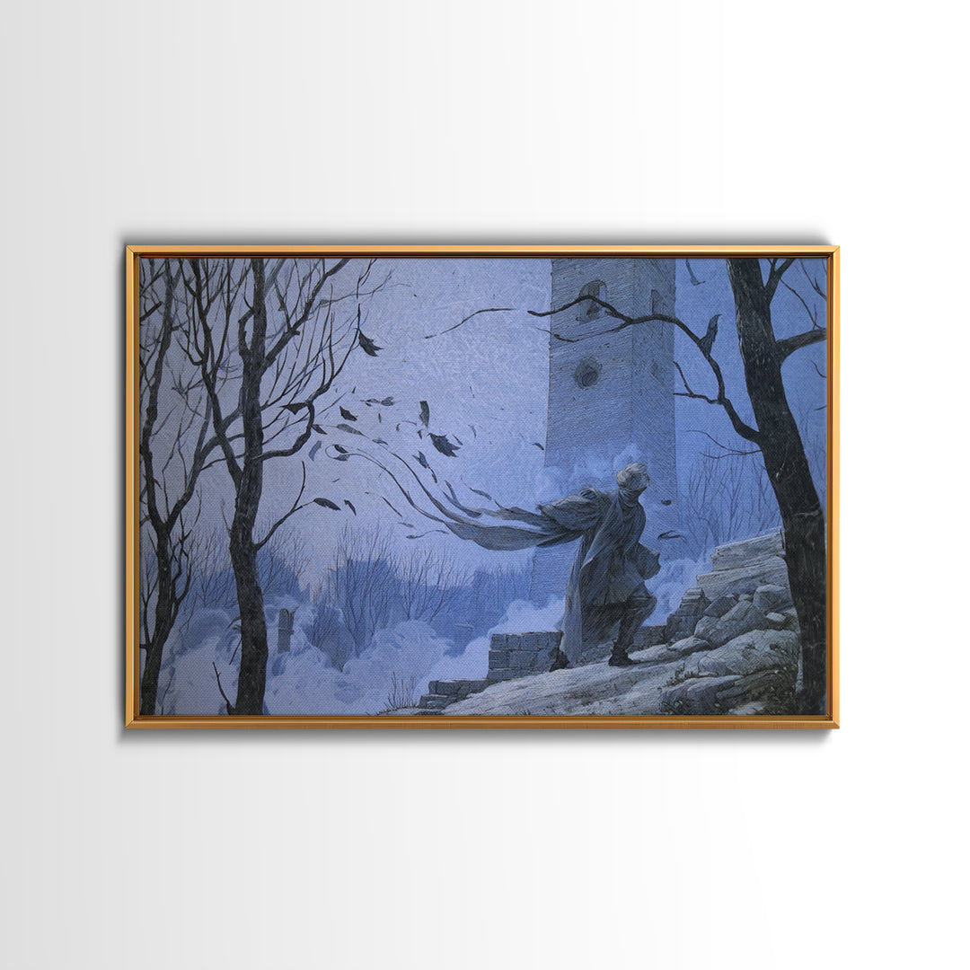 The Thirteenth Bell, Romantic Gothic Landscape, Landscape Wall Art, Dark Fantasy Wall Art, Canvas Print, Halloween Wall Art