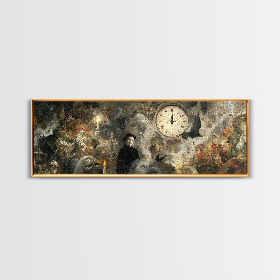 The Thirteenth Bell, Symbolist Dream Art, Extra Wide Wall Art, Macabre Wall Art, Canvas Print, Halloween Wall Art, Horror Wall Art